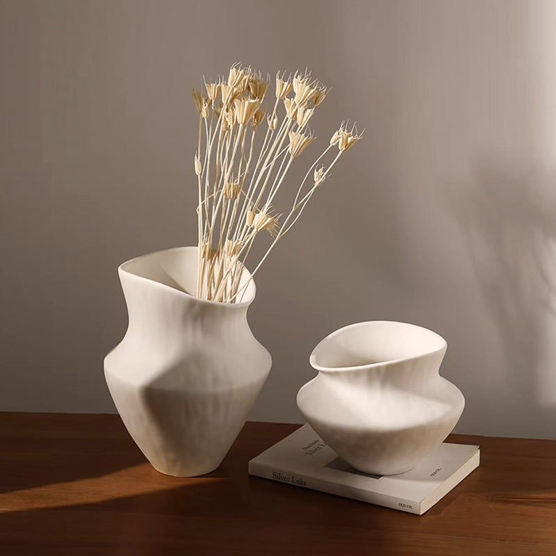 Wabi-Sabi Large-Mouth Ceramic Vase