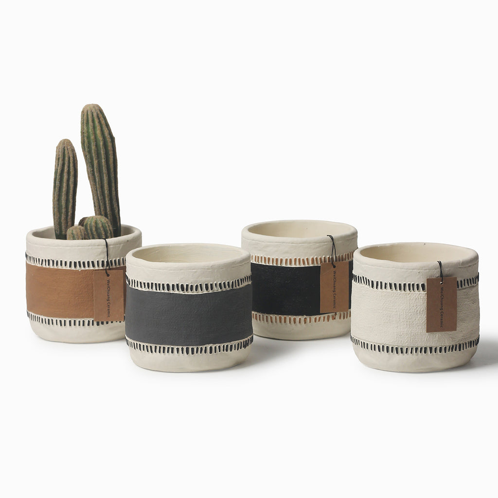 Nordic Hand-Painted Cement Planter