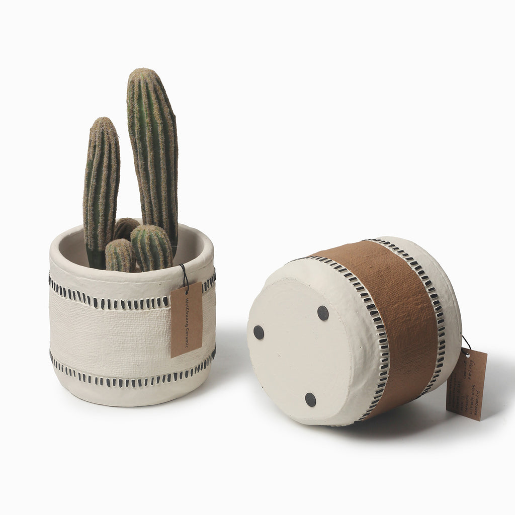 Nordic Hand-Painted Cement Planter