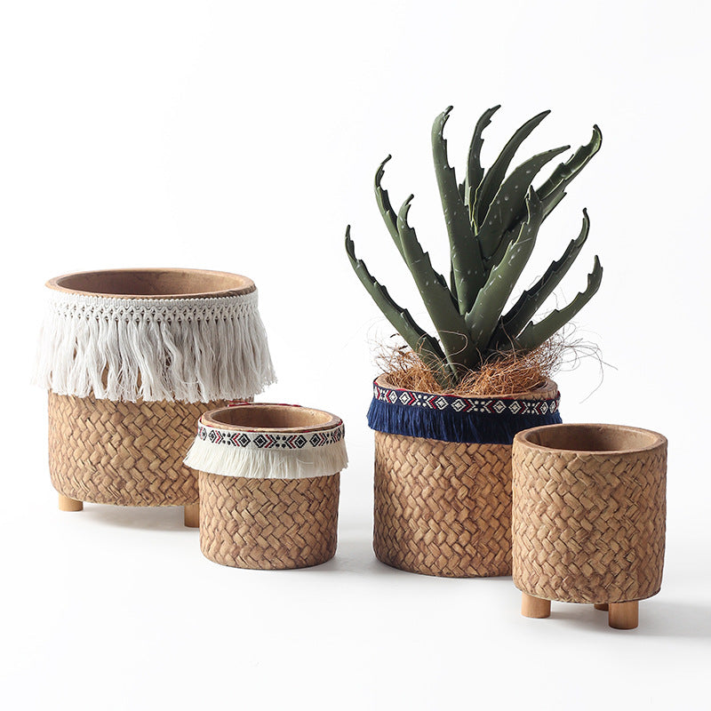 Nordic Woven Ceramic Planter