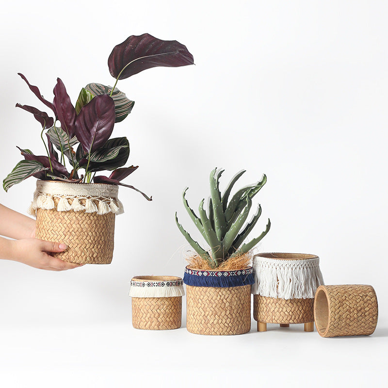 Nordic Woven Ceramic Planter