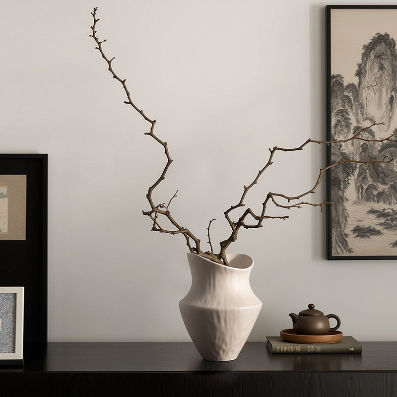 Wabi-Sabi Large-Mouth Ceramic Vase