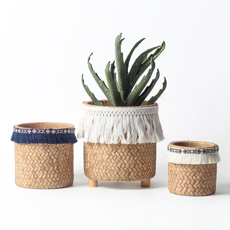 Nordic Woven Ceramic Planter