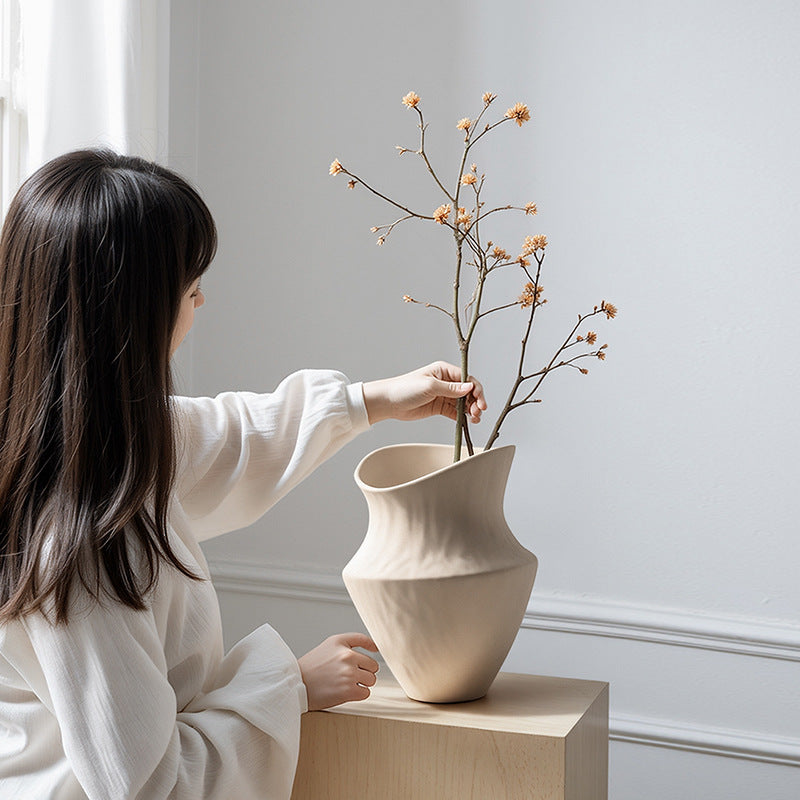 Wabi-Sabi Large-Mouth Ceramic Vase