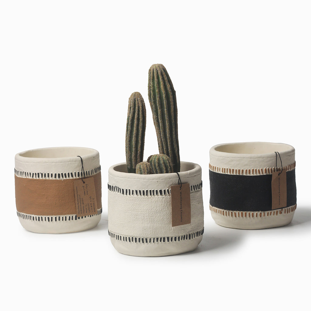 Nordic Hand-Painted Cement Planter