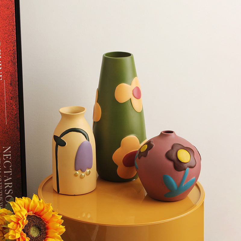 Wabi-Sabi Hand-Painted Ceramic Vase