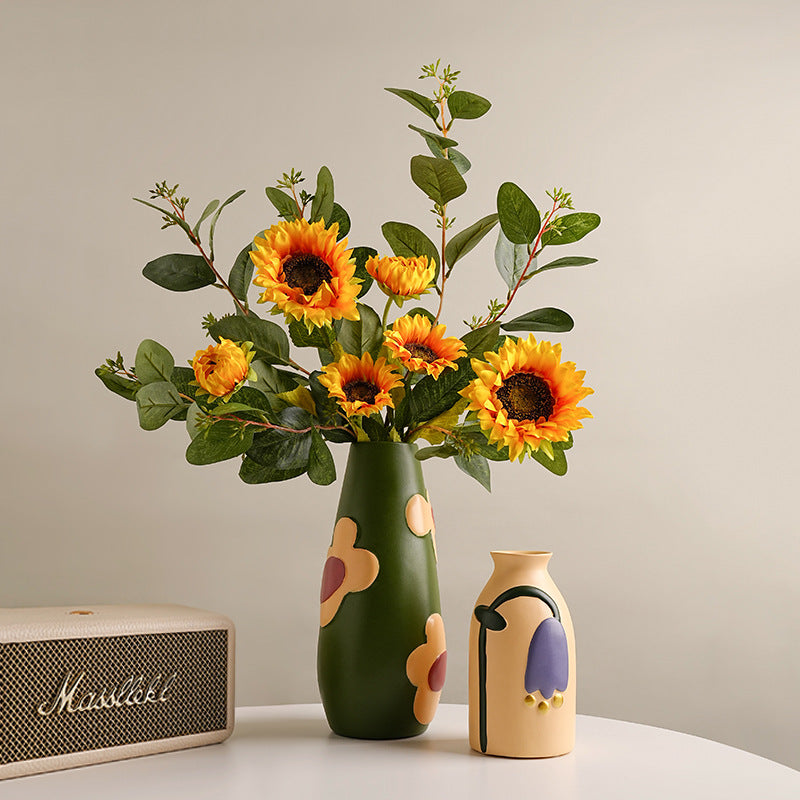 Wabi-Sabi Hand-Painted Ceramic Vase